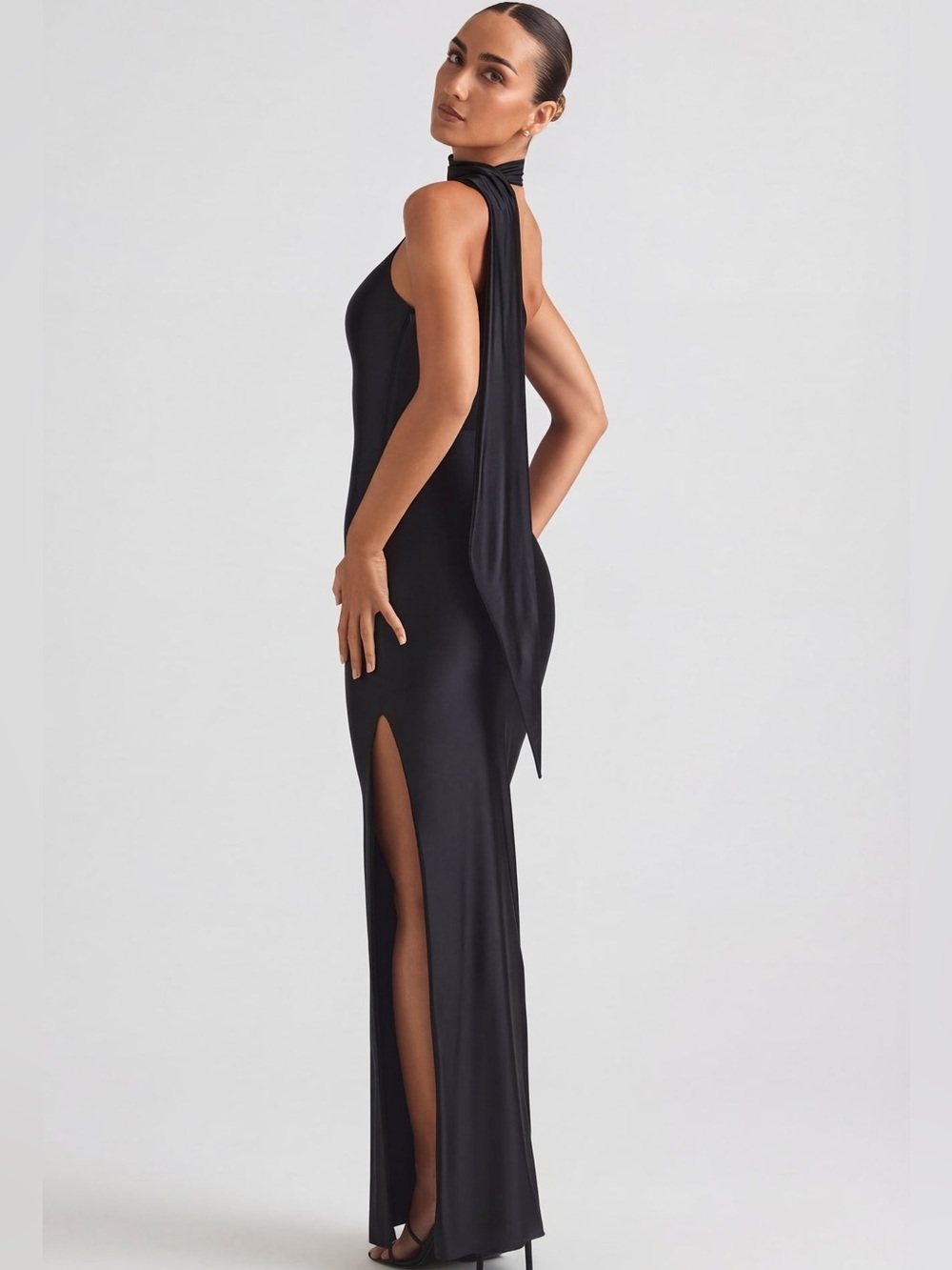 Oh Polly Sheril Asymmetric Scarf-Detail Maxi Dress - Picture 5 of 17